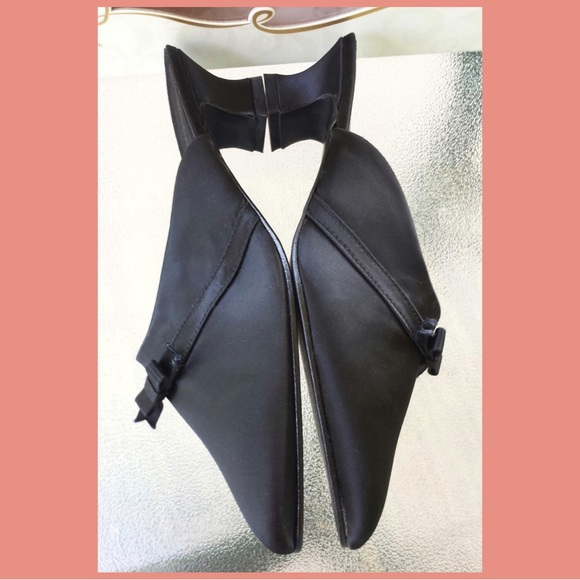 Vintage 90s VICTORIA'S SECRET Black Satin Kitten heel Boudoir Slippers N… - Picture 9 of 9